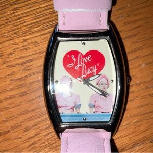I Love Lucy Pink Chocolate Factory Wristwatch 2005 new in tin with tags and box.